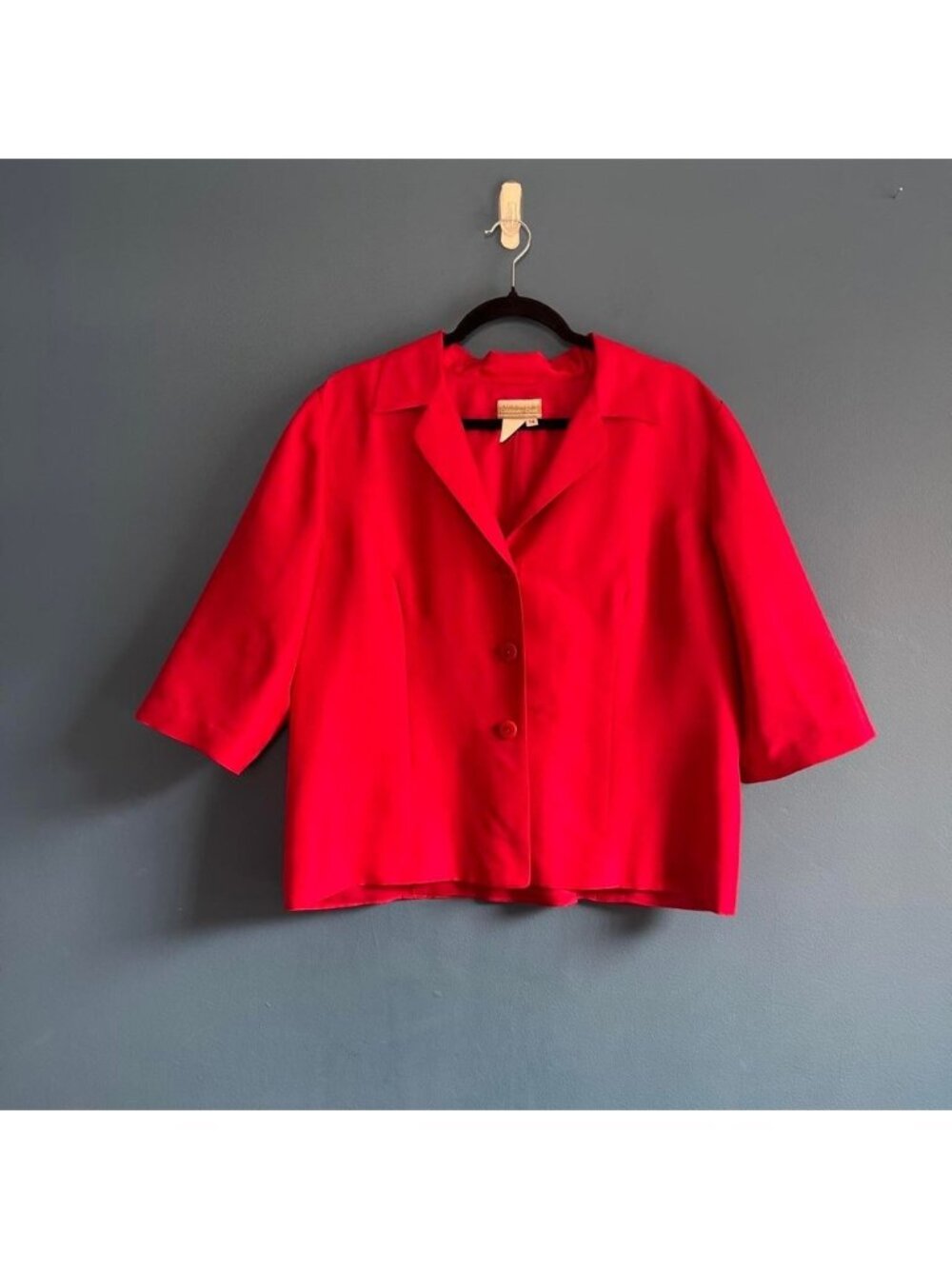 Vintage 90s Silk Blouse Women's Size 14 Coldwater Creek Red Fuschia Collared
